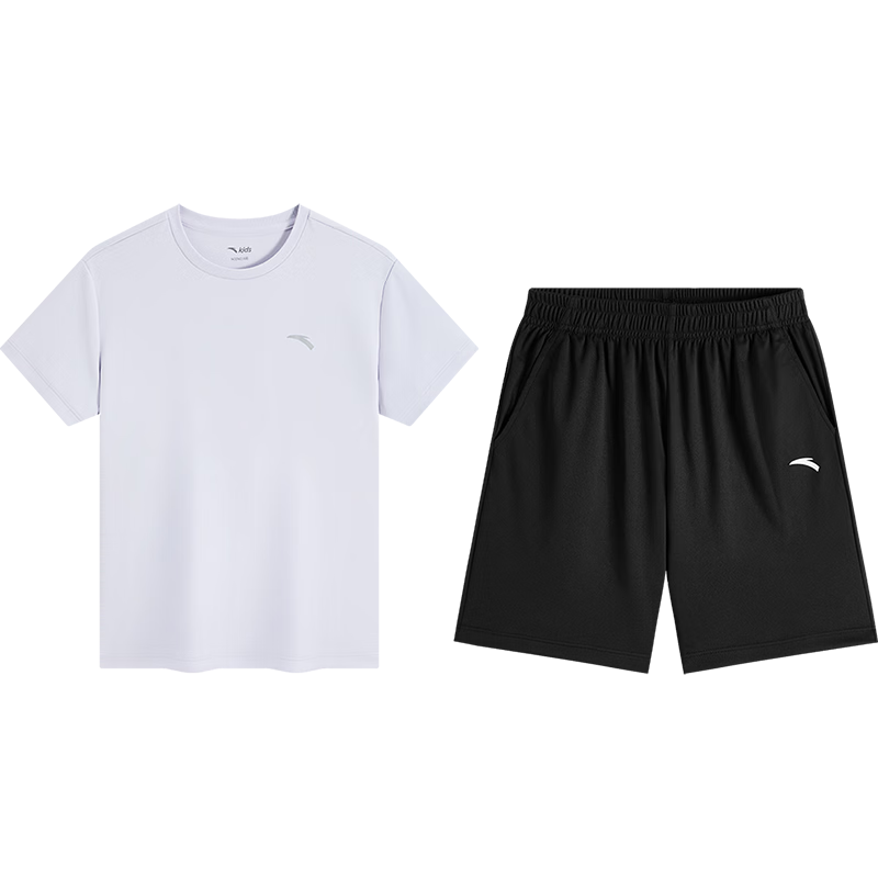 Anta Kids Summer 2026 Quick-Dry Sports Set Boys Short Sleeve T-Shirt and Shorts Fashion Two-Piece Set A72625701