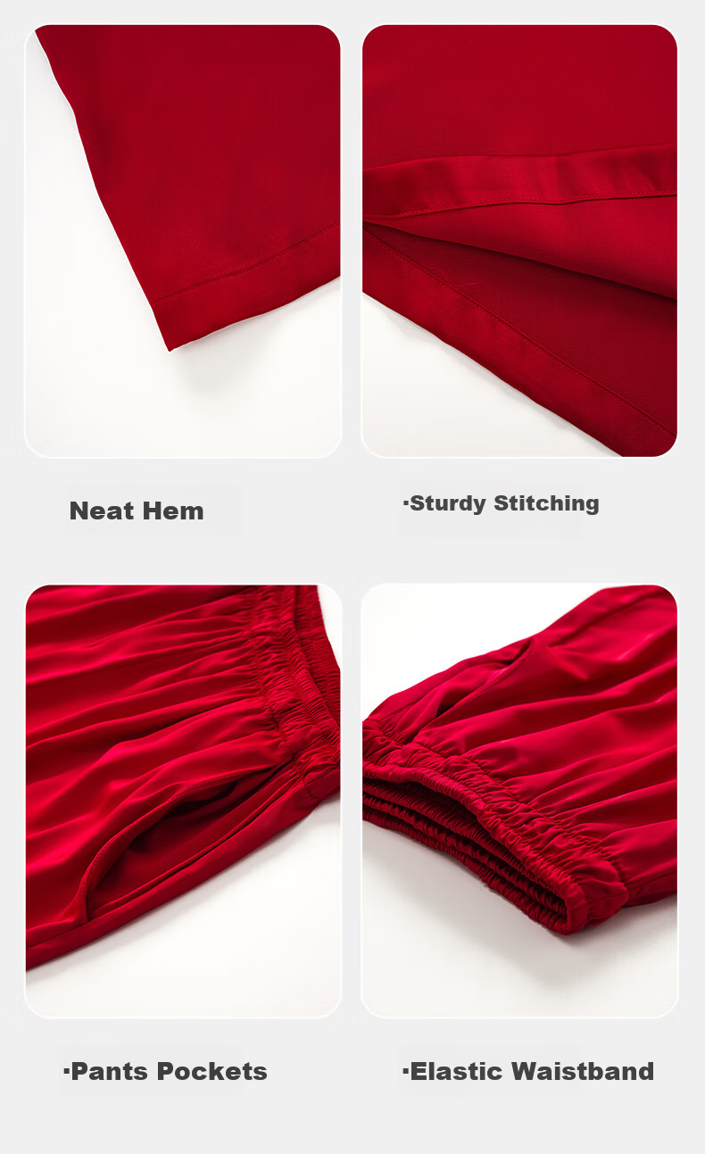 Caramella Red Silk Sleepwear Set for Newlyweds Couples Bride and Groom Spring Autumn Ice Silk Pajamas 11