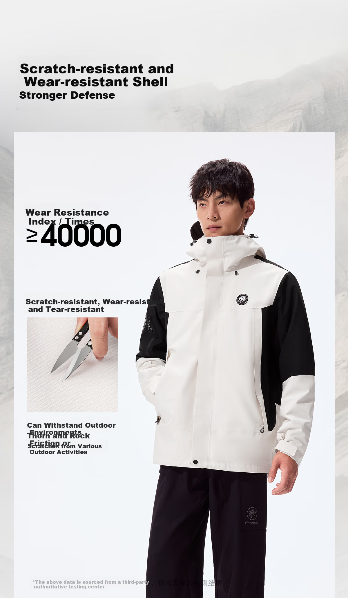 Panda Zhang Yuxi Style Play Wild 3-in-1 Waterproof Windproof Colorblock Mountaineering Jacket R611 Phantom Black, S 6
