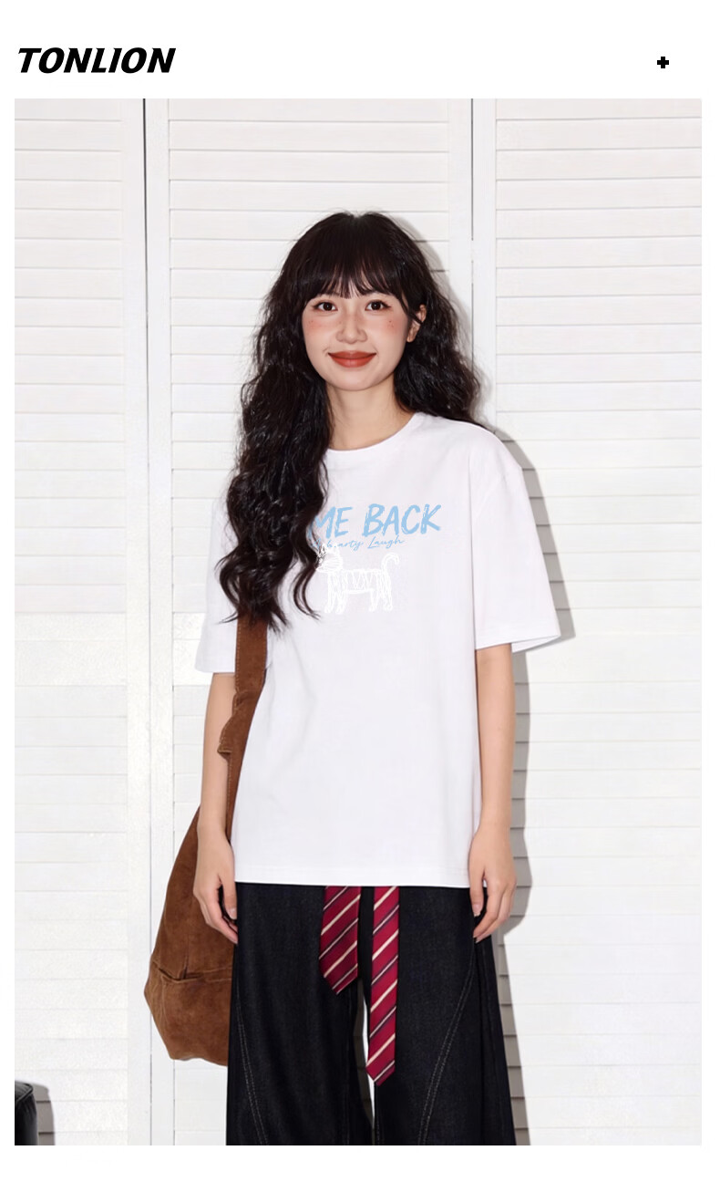 TonLion Women's Pure Cotton Short Sleeve Summer New Round Neck Loose T-Shirt Trendy Cartoon Anime Design Top 10