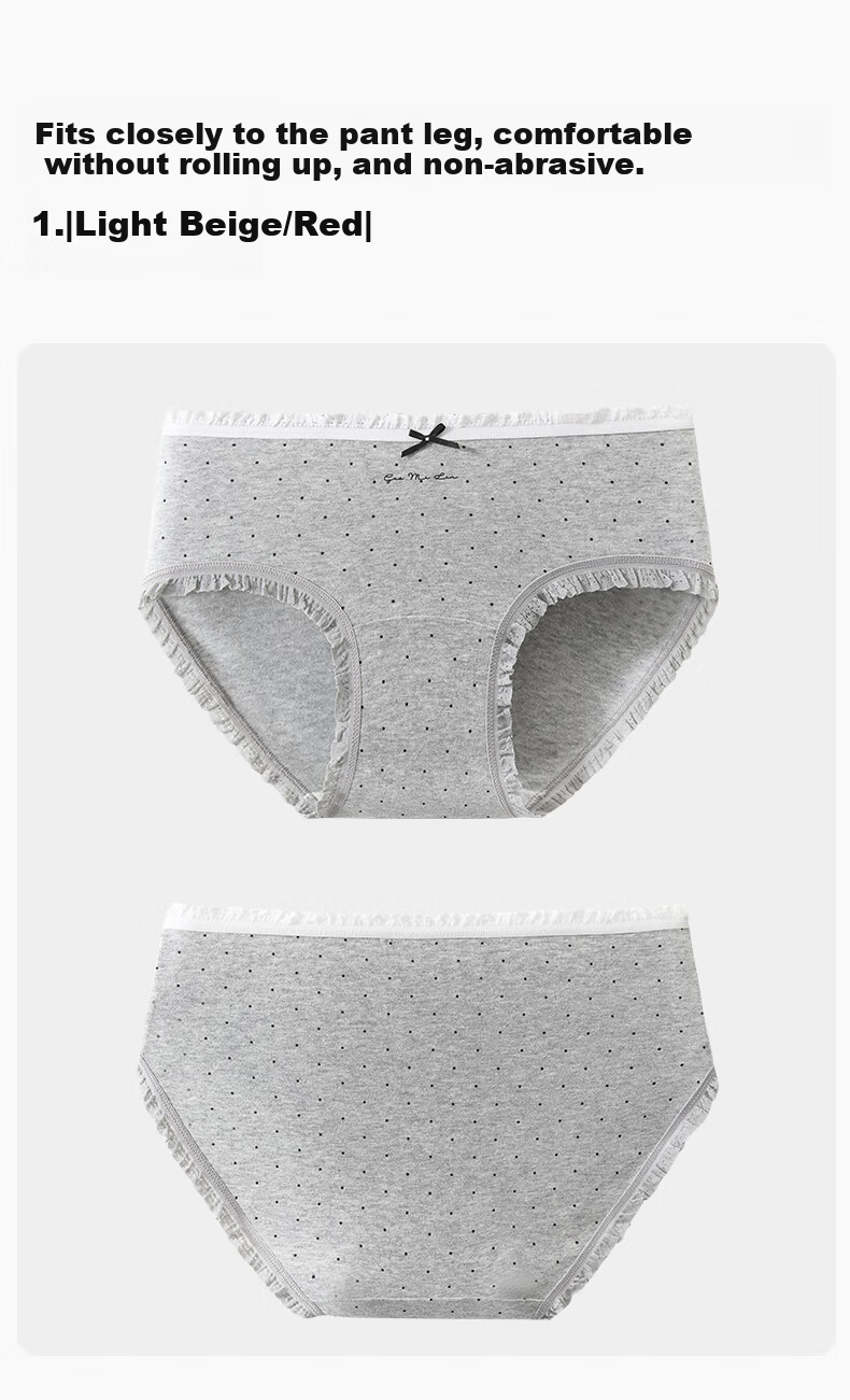 Freedom Series Pure Cotton Women's Mid-Waist Antibacterial Lace Printed Seamless Cotton Briefs 2