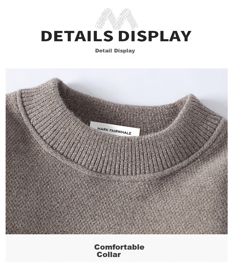 MARK FAIRWHALE Men's Winter Thick Fleece Knit Sweater, Fleece-Lined Warm Jacket, Light Gray, 3XL 6