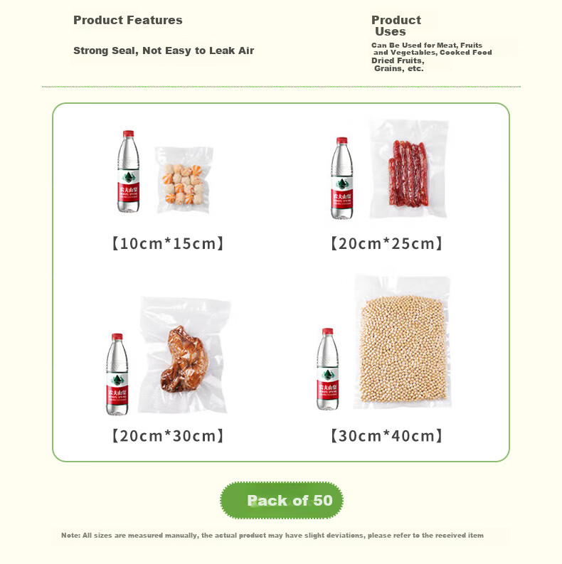 Jieribang Vacuum Seal Bags 10cm x 15cm 50pcs 17