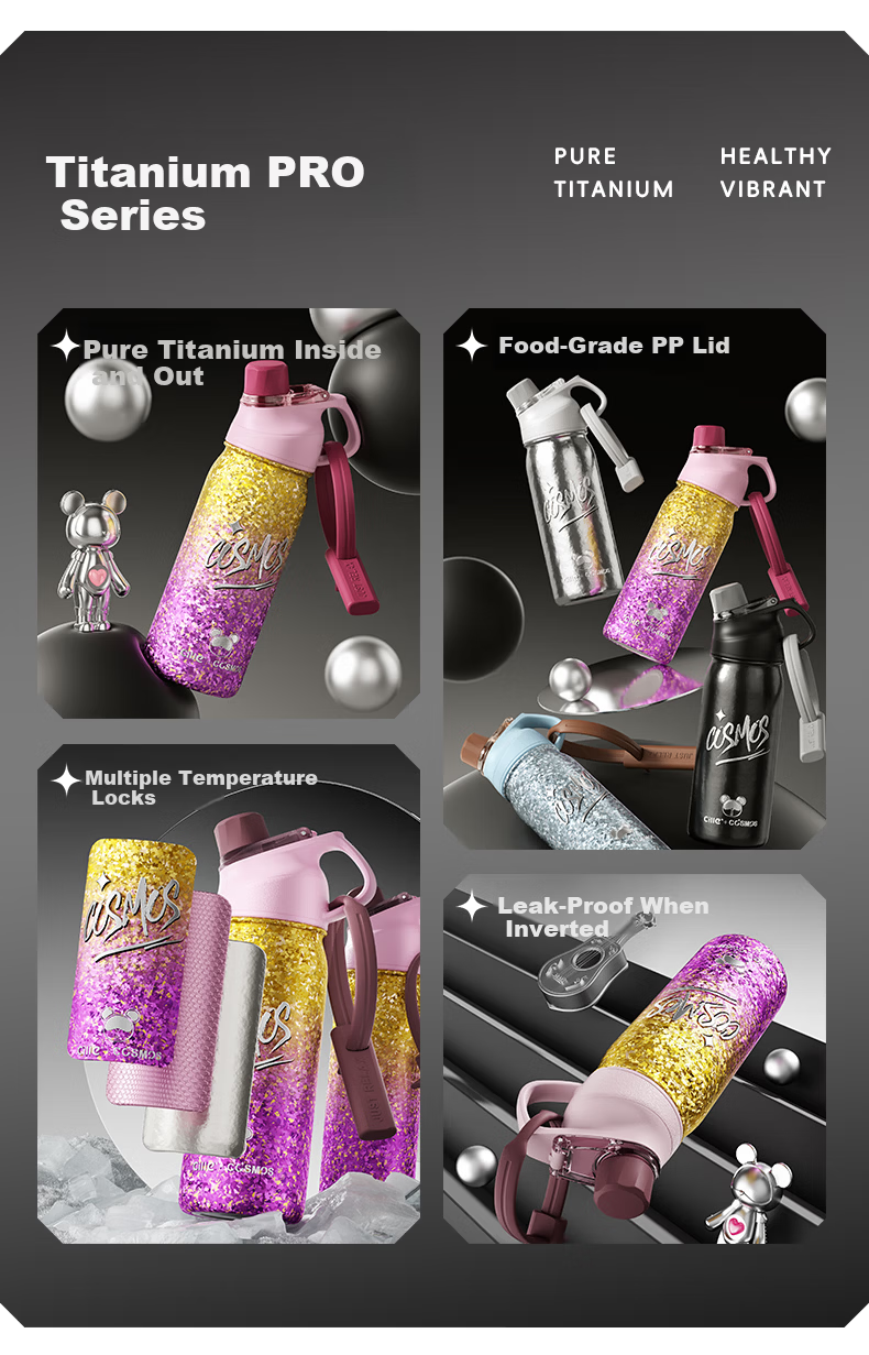 Xile Pure Titanium Insulated Water Bottle Unisex Outdoor Luxury Large Capacity Sports Flask Student Titanium Cup Women's Birthday Gift 4