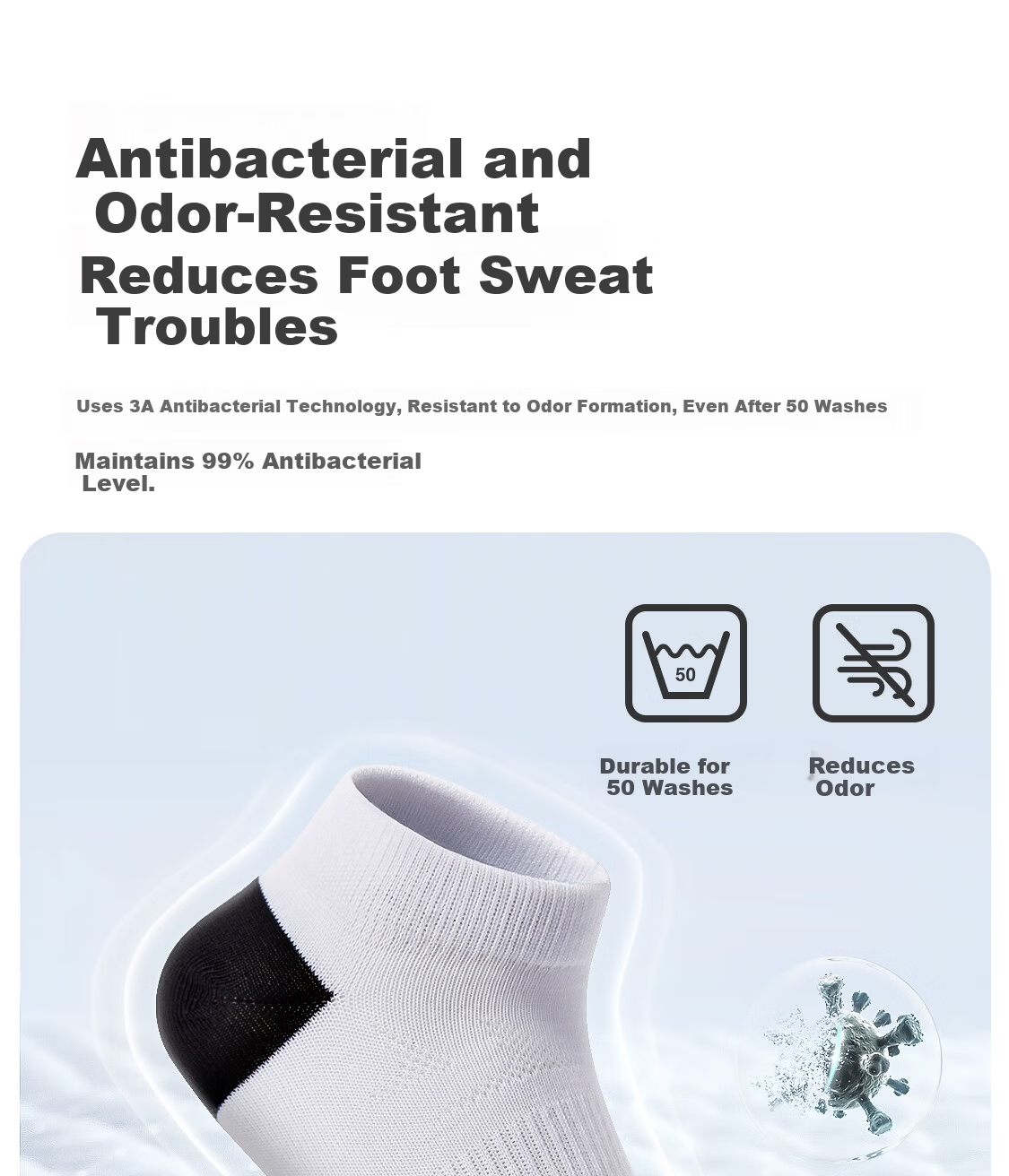 Keep Sports Casual Antibacterial Odor-Resistant Socks for Women and Men Summer White+White+Gray L 3 Pairs Pack 6