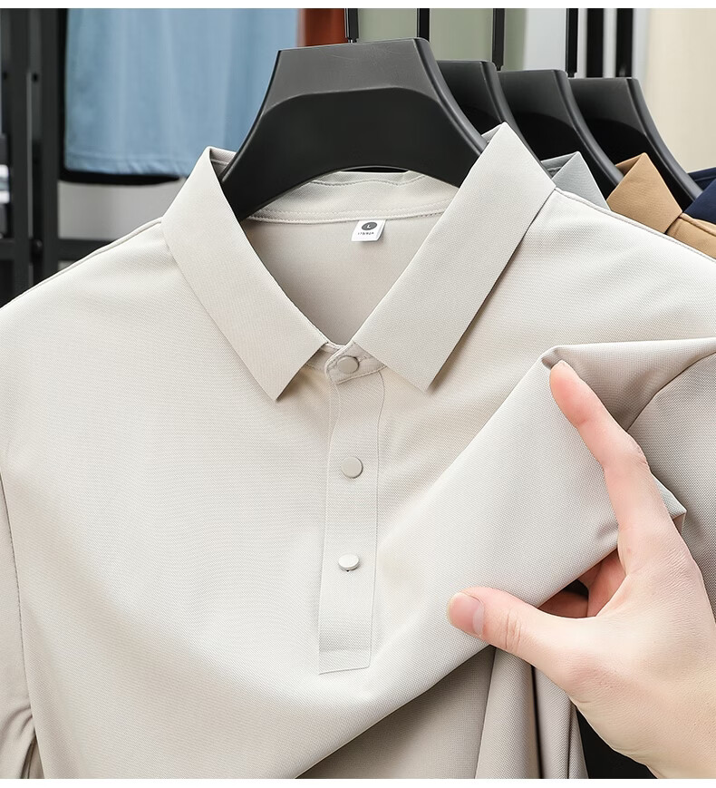 ROMON Father's Day Gift Men's Summer Ice Silk Quick-Dry UV Protection Breathable Polo Shirt Short Sleeve T-Shirt 11