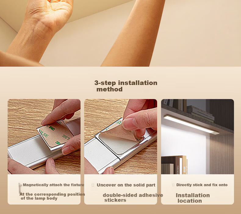 CHNT Induction Cabinet Light LED Ultra-thin Cool Light USB Rechargeable Night Light Emergency Magnetic Wardrobe Kitchen Nursing Lamp 3W 14