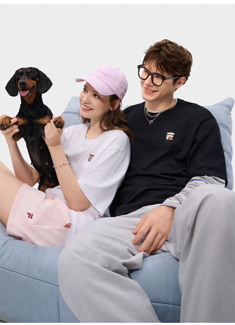 FILA FUSION Trendy Couple Short Sleeve T-Shirt 26 Summer Cute Pet Cool Loose Half Sleeve Top 9