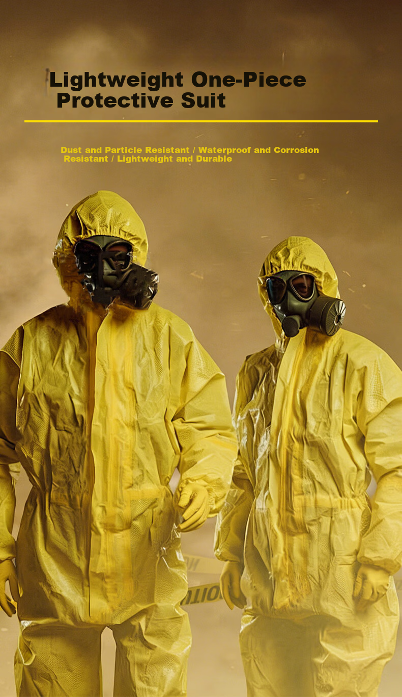 George Barton Protective Suit C-Level Chemical Protective Coverall Full-Body Industrial Dustproof Suit Paint Spraying Suit Yellow Splash-Resistant Acid and Alkali Resistant Chemical Workwear One-Piece 3