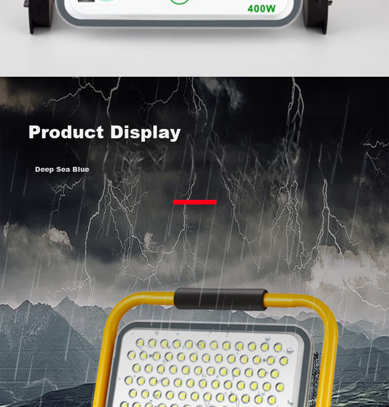Yaming 300W LED Rechargeable Floodlight Super Bright Waterproof Portable Emergency Outdoor Camping Night Market Work Light 6