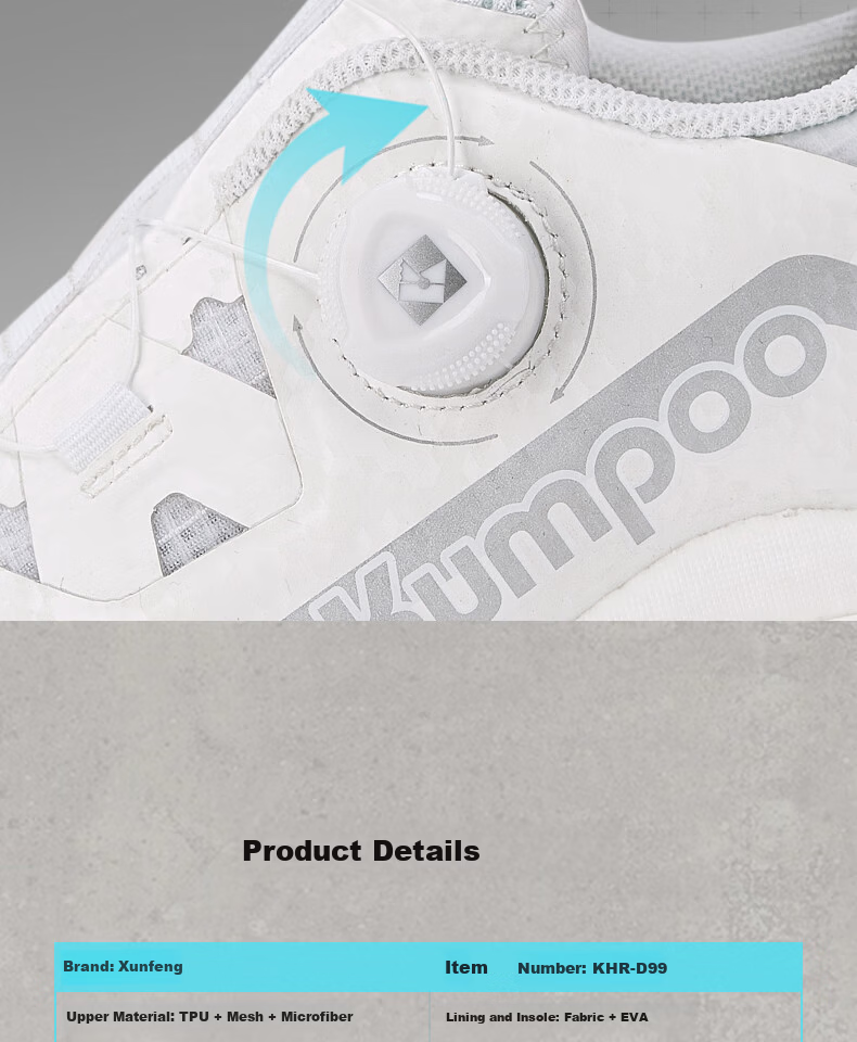 KUMPOO Featherlight D99 Badminton Shoes Anti-Twist Shock Absorption Non-Slip Button Lace Unisex White/Black Size 40 15