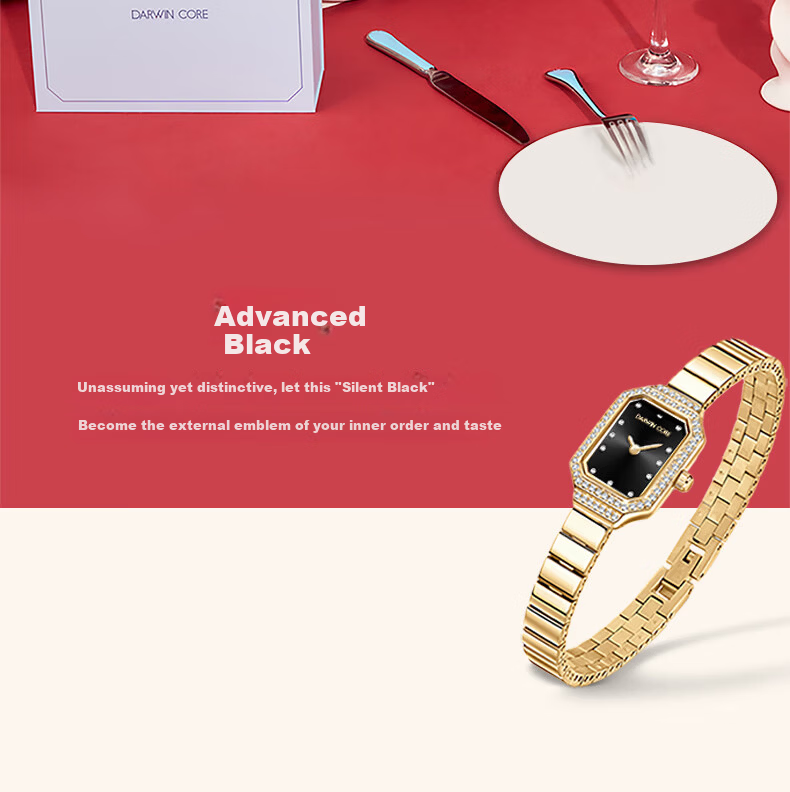 Darwin Core Daiwenke Small Gold Jade Rose Gold Inlaid Diamond Starry Sky Vintage Women's Watch High-End Niche Birthday Gift for Girlfriend 5