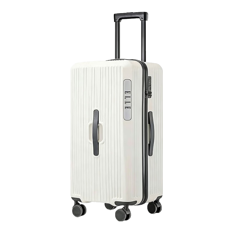 ELLE Large Deep Compartment Suitcase for Women, Travel Luggage with Wheels, High Capacity, Wear-Resistant, TSA Lock, 26-Inch, White