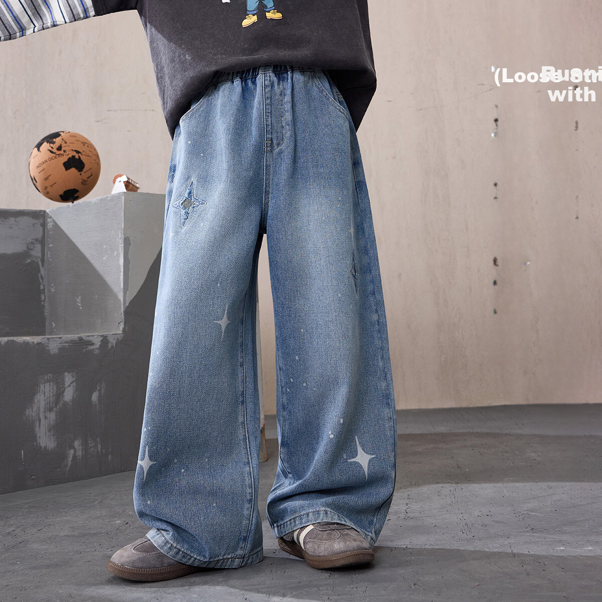 ASK JUNIOR Kids Boys Spring Denim Casual Straight Leg Pants Jeans Blue 110