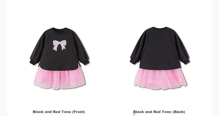 BALABALA 【balaOne】 Kids Girls Dress 2026 New Spring Sweatshirt Mesh Skirt Splice Princess 6