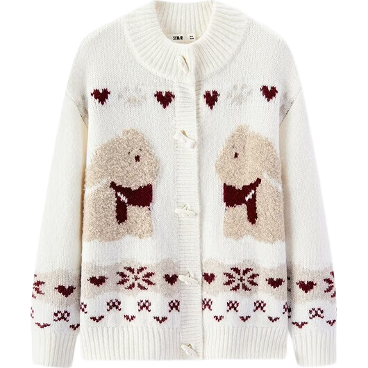 Semir Women's Winter Knit Cardigan Half Turtleneck Dog Jacquard Toggle Sweater Loose Fit 2025 Top 109725106003