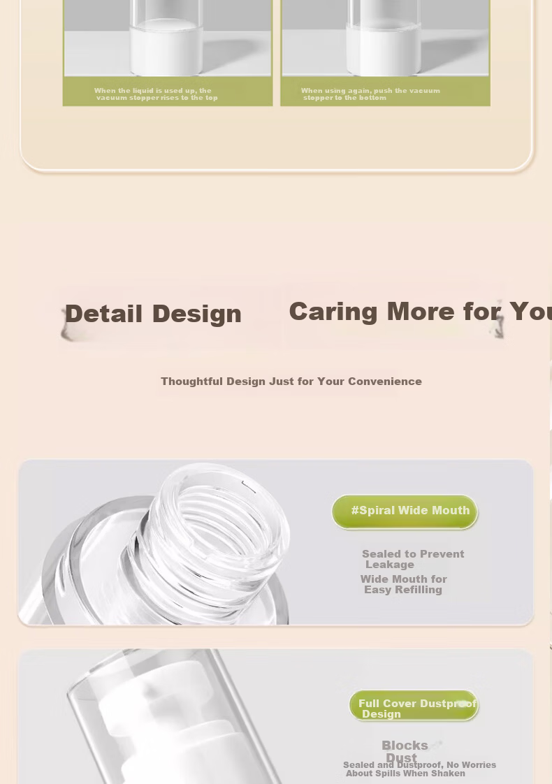 Qihaiqiu Vacuum Dispensing Bottle Press Lotion Bottle Spray Travel Portable Shower Shampoo Cosmetic Bottle 30ml*3 8