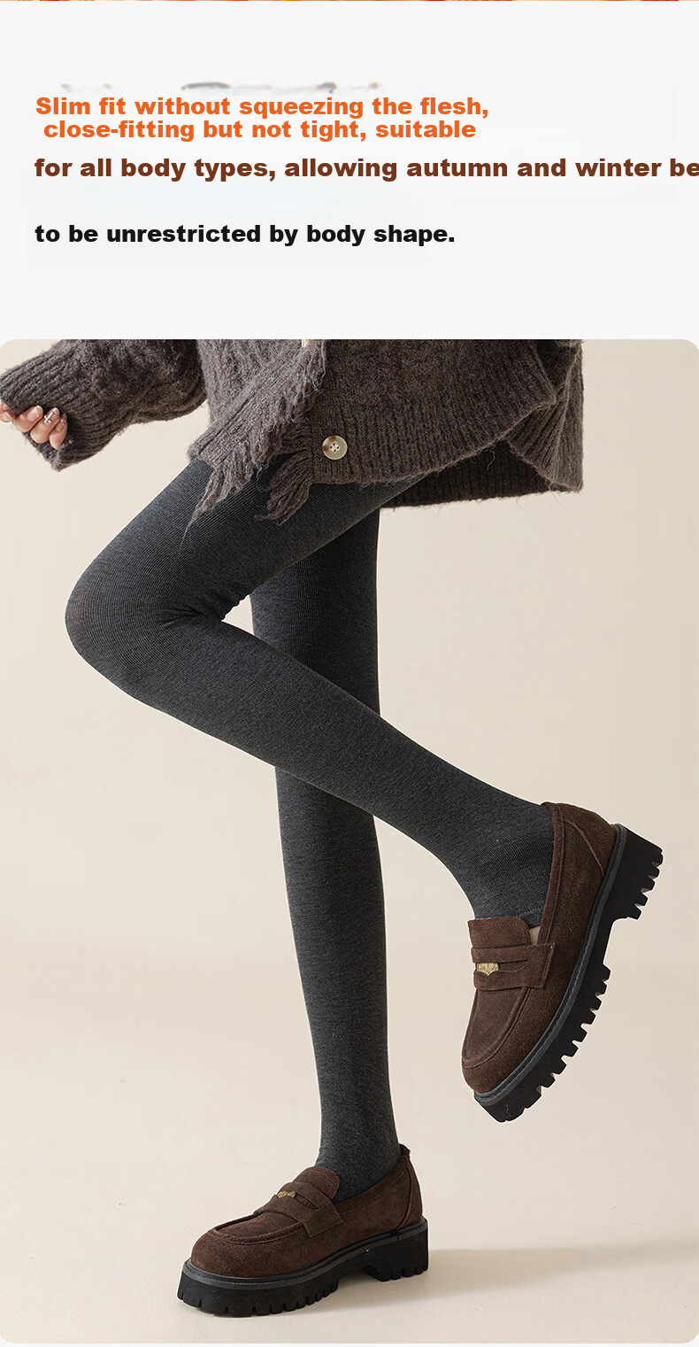 LangSha Women's Autumn Winter Cotton Vertical Stripe Leggings Slim Fit Thin Tights Black One Size 14