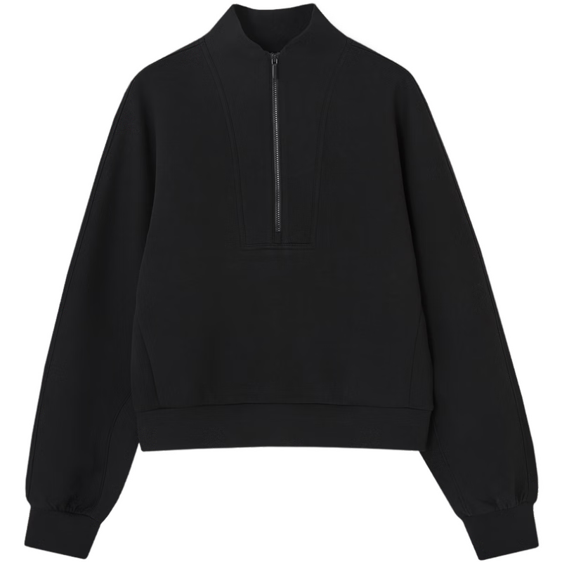 MT Spring Sports Casual 350G Air Layer Half-Zip Loose Sweatshirt for Women with Reversible Collar