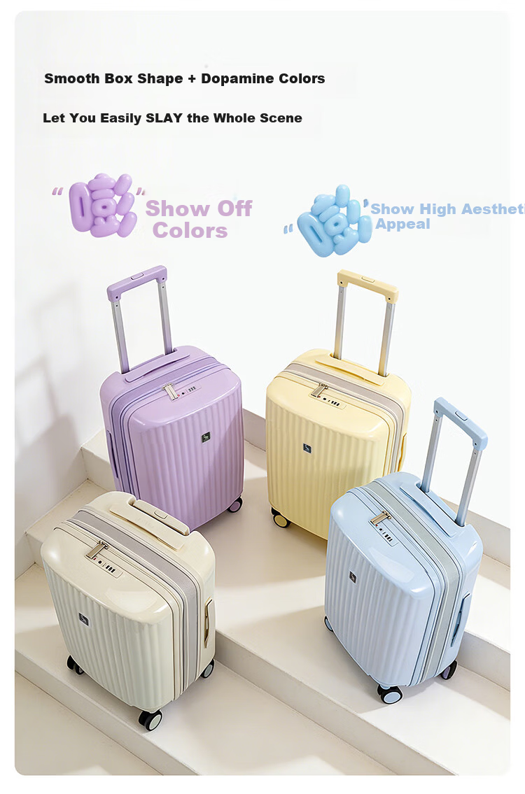 OIWAS Boom Boom 24-inch Luggage Women's Checked Dopamine Expandable Large Capacity Trolley Travel Suitcase with Password Lock Purple 4
