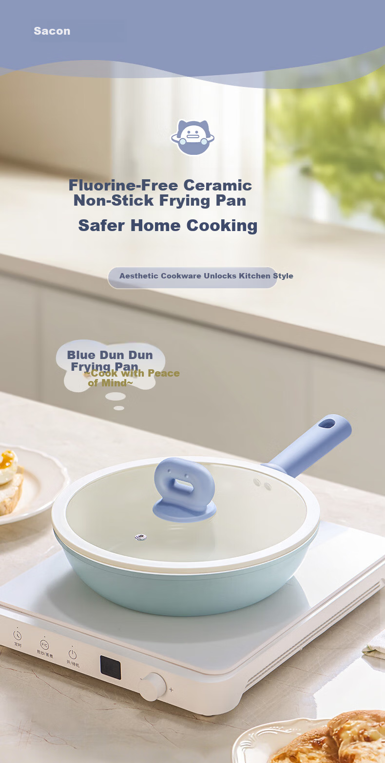 Sacon 26CM Non-Stick Ceramic Frying Pan Steak Pan Baby Food Cooking Pan Universal for Electric and Gas Stoves 3
