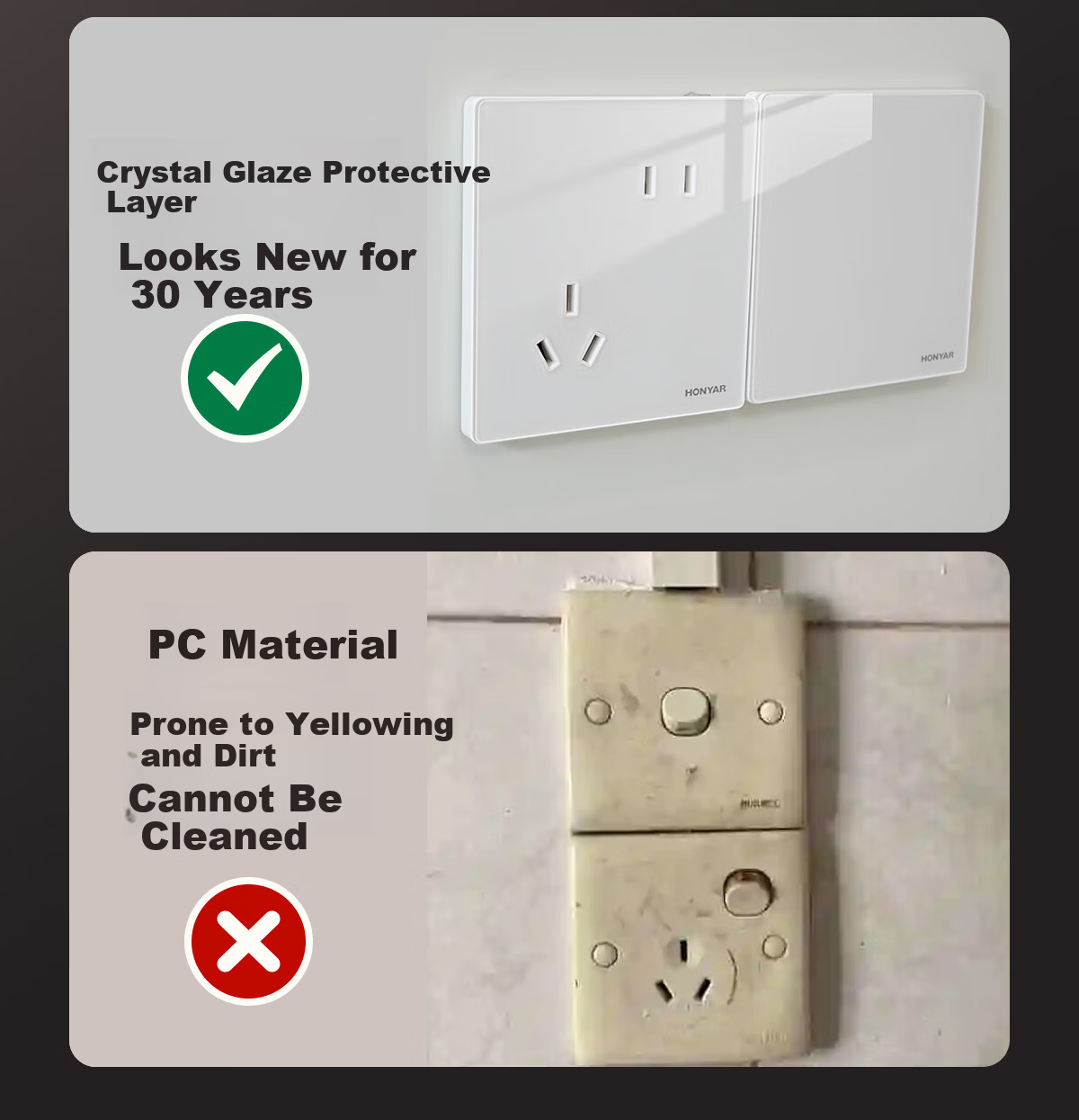 Hongyan E4 Series White Three-Hole 16A Three-Prong 86 Type Flush Mounted Wall Power Socket Switch Panel 9