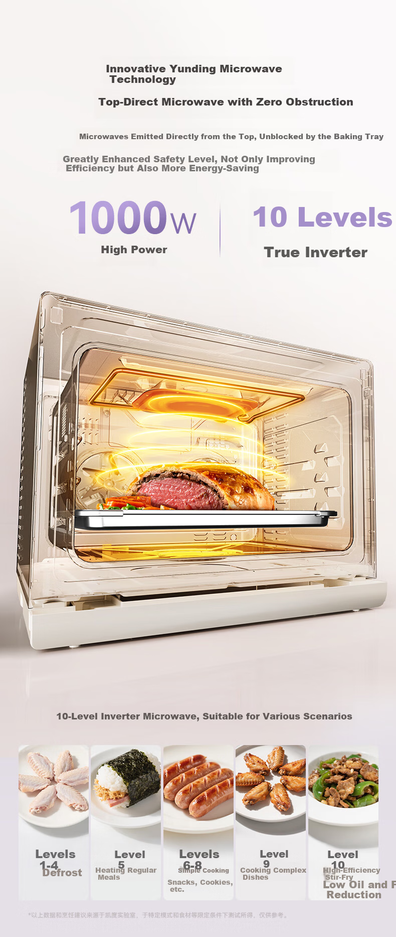 CASDON Yang Mi Recommended 32L Countertop Microwave Oven with Steam, Bake, Roast, and Air Fry Functions Dual Convection Purple Flame T8 5