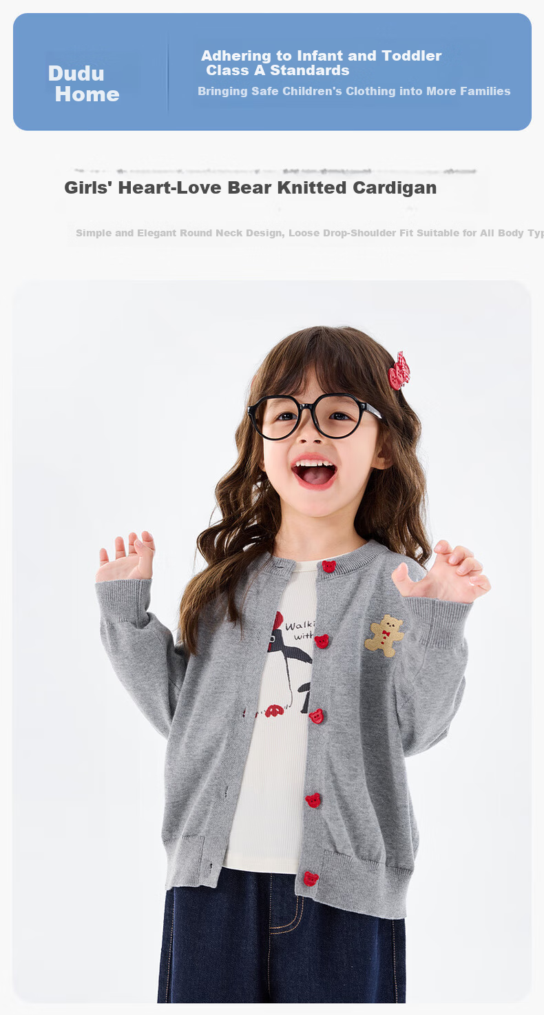 Dudu Kids Girls Cotton Sweater Spring Baby Academy Style Top Navy Blue 130 1