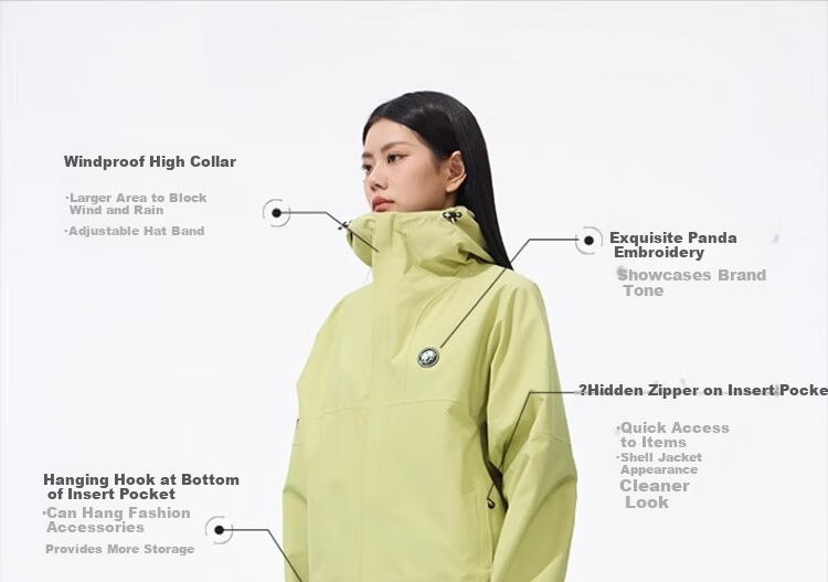 CAMEL Panda Outdoor Single-Layer Waterproof Hard Shell Colorblock Jacket for Men and Women A34BA46169 Phantom Black 3XL 22