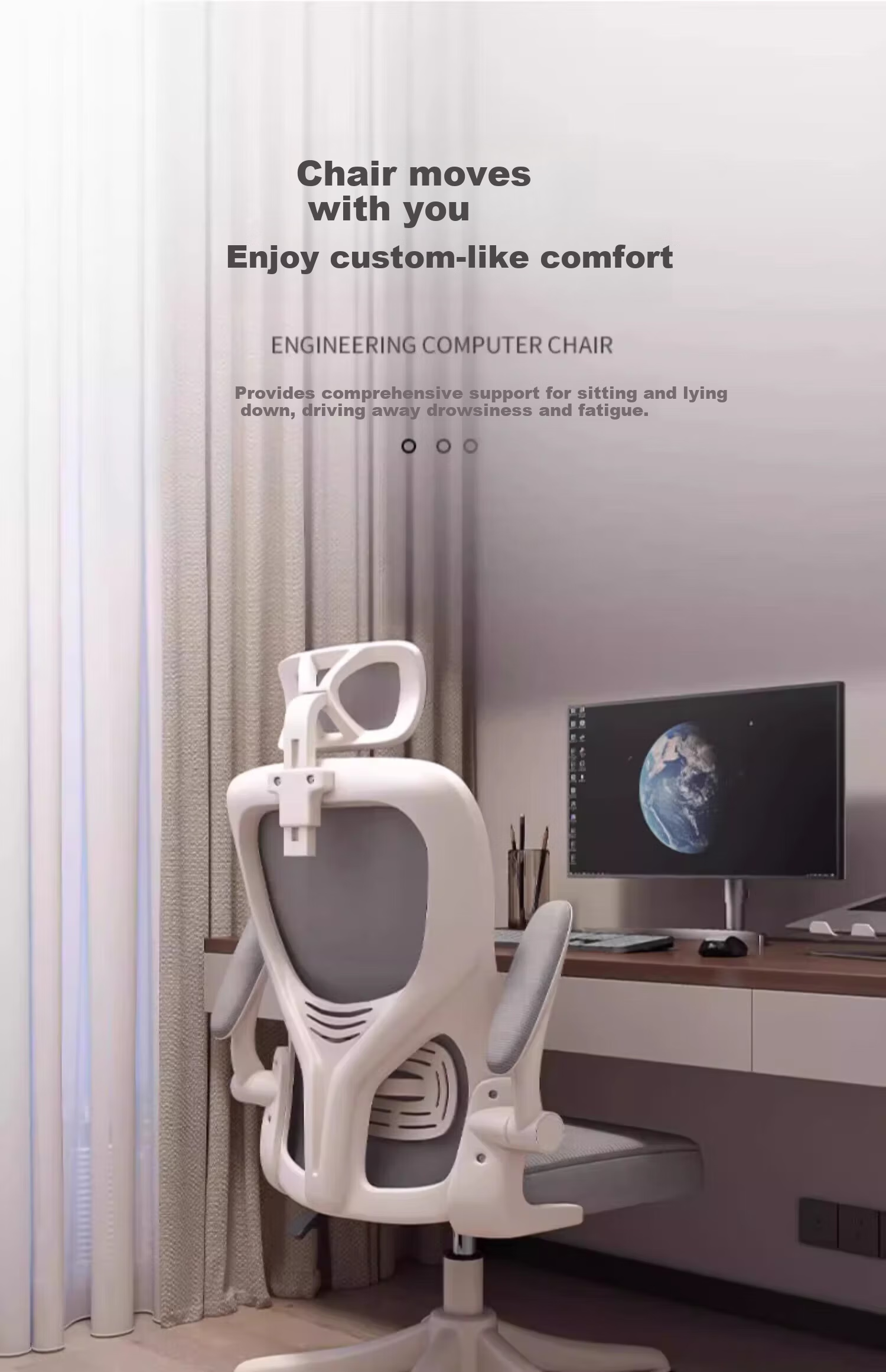 Chibilun Ergonomic Computer Chair Comfortable Long Sitting Home Office Gaming Chair Bedroom Desk Stool with Backrest 1