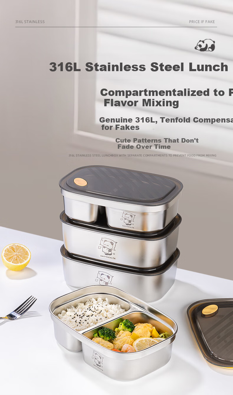 Newair 316 Stainless Steel Microwaveable Food-Grade Divided Lunch Box for Students and Office Workers 1