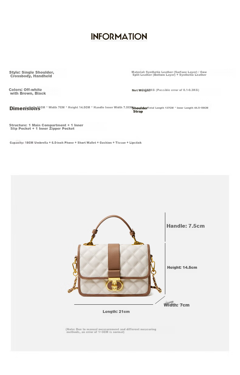 15MINS Women's Bag 2026 New Luxury Brand Quilted Chain Handbag Shoulder Bag Birthday Gift 8
