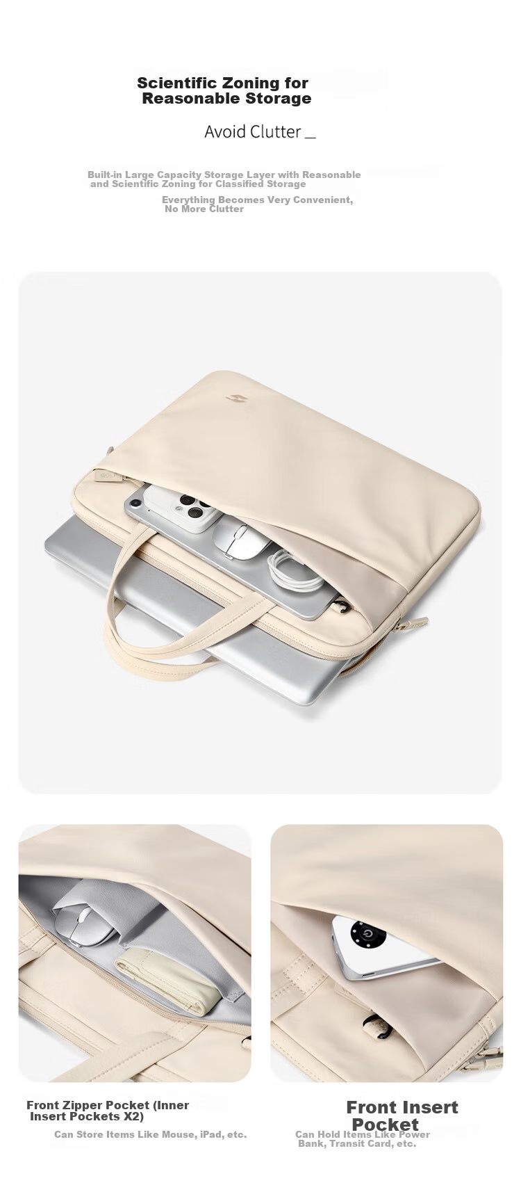 GOLF Women's Laptop Bag Lightweight Business Briefcase 14-inch Notebook File Bag Large Capacity Shoulder Crossbody Bag 8
