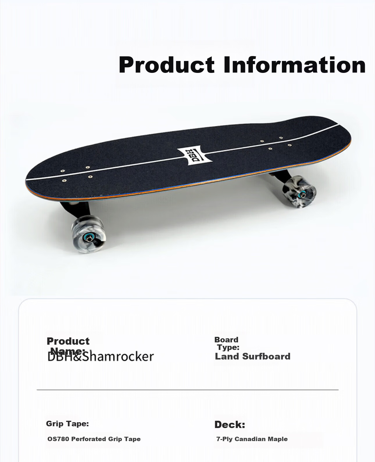 DBH Land Surfboard Children's Skateboard Adult Street Cruiser Beginner Five-Star Professional Cruiser Gold Ink 31.5 Inch 36