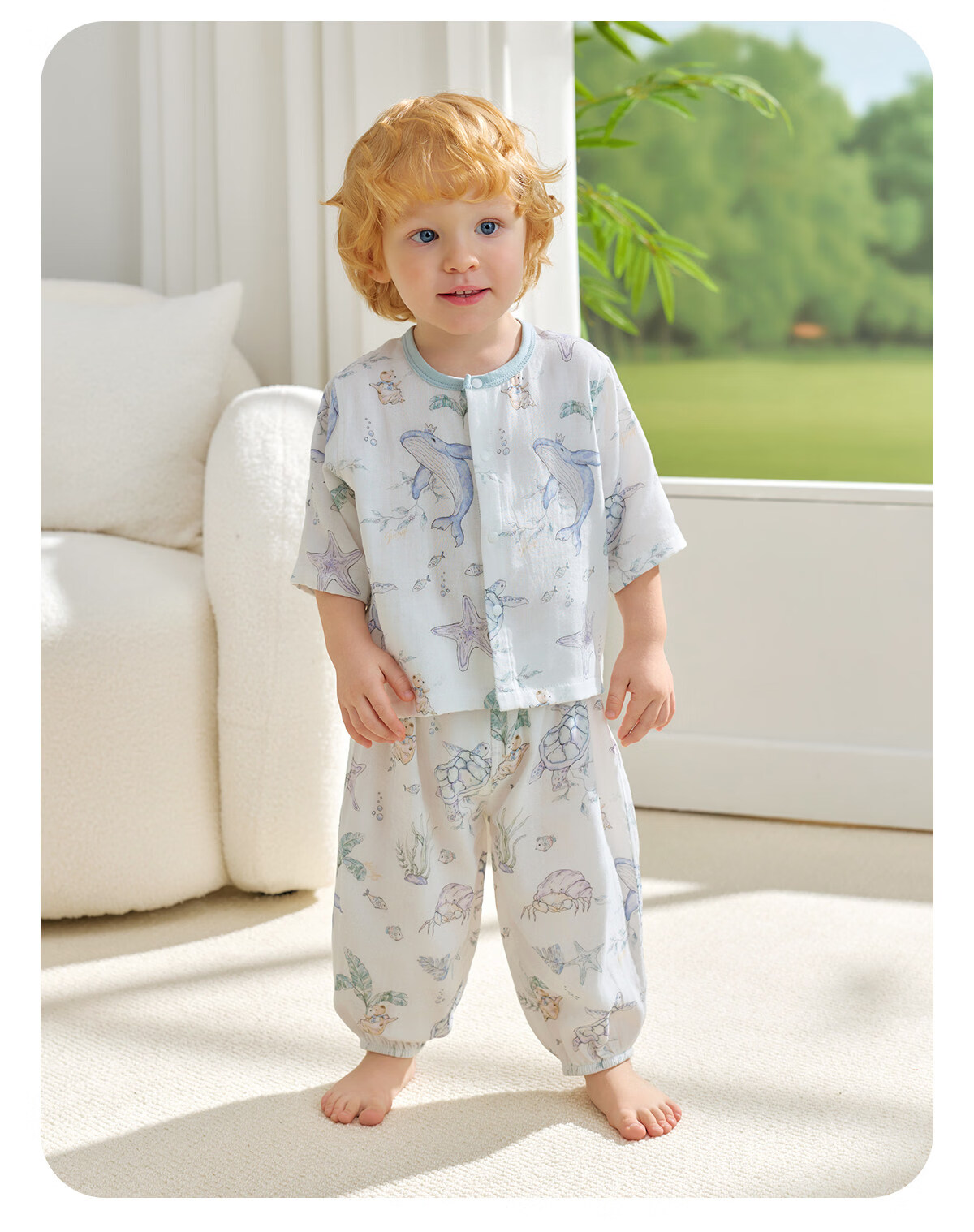 JOYNCLEON Kids Bamboo Cotton Gauze Pajamas Spring Summer Baby Homewear Set Boys Girls Air Conditioning Clothes Jyf195982 18