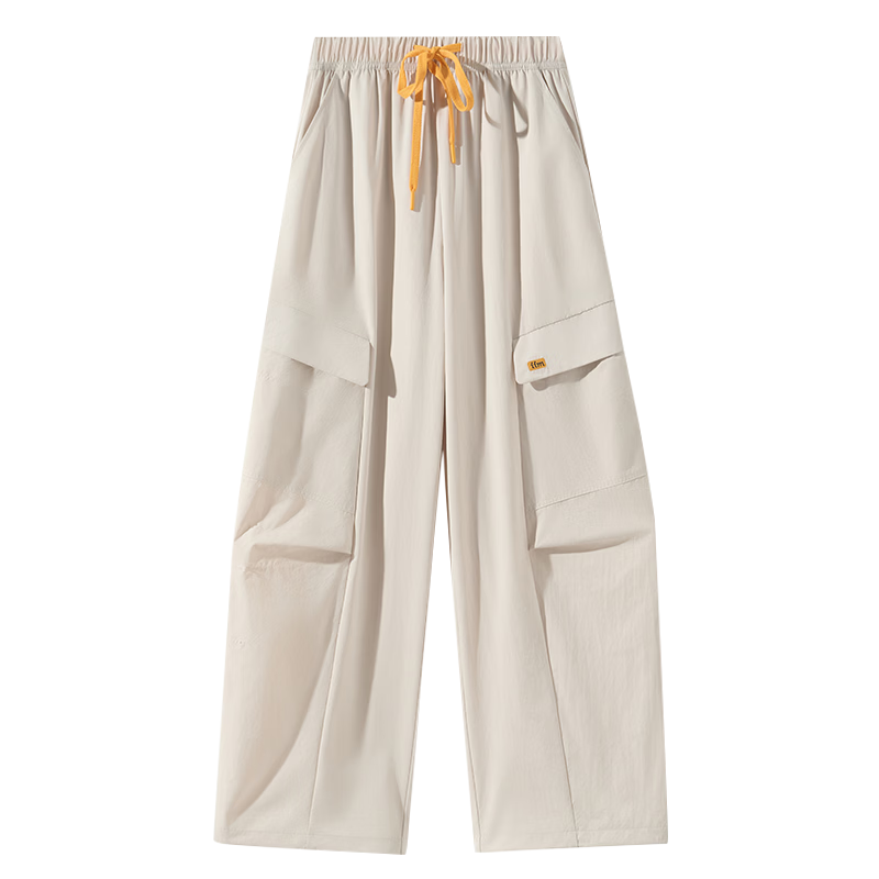 Langsha Women's Convertible Work Pants Summer Cool High Waist Slim Casual Drawstring Pleated Wide-Leg Pants Fashion Trend