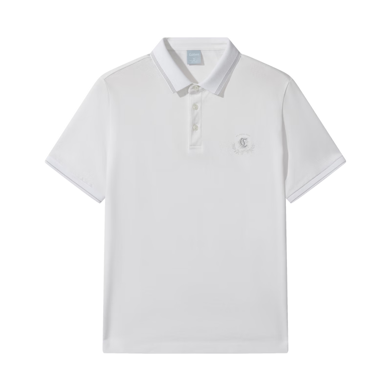 CABBEEN Mercerized Pique Polo Shirt Men French Elegant LOGO Fine Needle Embroidery Design 2026 Spring Short Sleeve Polo