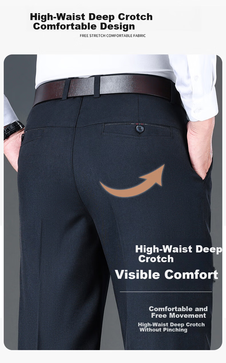 Pierre Cardin Breathable Wrinkle-Resistant Men's Summer Business Formal Straight Casual Trousers Dark Gray 33 36