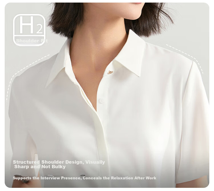 Bodexiaojie Blue Professional Short-Sleeve Blouse for Women, Summer Public Exam Interview Chiffon Top, Commuter Outfit Formal Shirt, Blue, XL 6