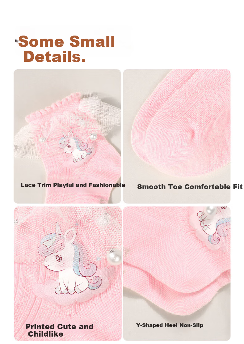 Barbie Children's Socks Girls Spring and Autumn Thin Cotton Socks Summer Lace Princess Mesh Breathable Short Socks Baby Girl Kids Socks 8