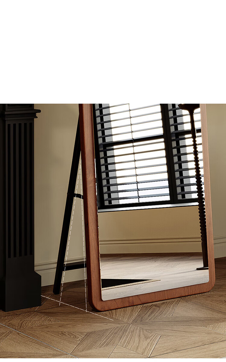 Huakai Star Full-Length Mirror Home Bedroom Dressing Mirror Dormitory Floor Mirror Wall-Mounted Mirror JY90 Wooden Base Coffee 160*50 14