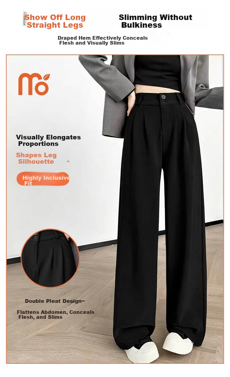 Modal Women's Suit Pants Spring Summer 2026 New Slim High Waist Draped Floor-Length Wide Leg Loose Straight Casual Trousers 3