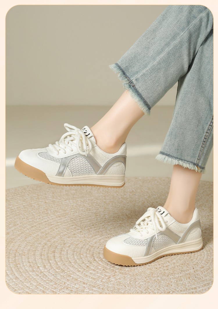 Zhuoshini Women's Thick Sole Derby Shoes Casual Breathable Mesh Sneakers Yellow Size 39 6