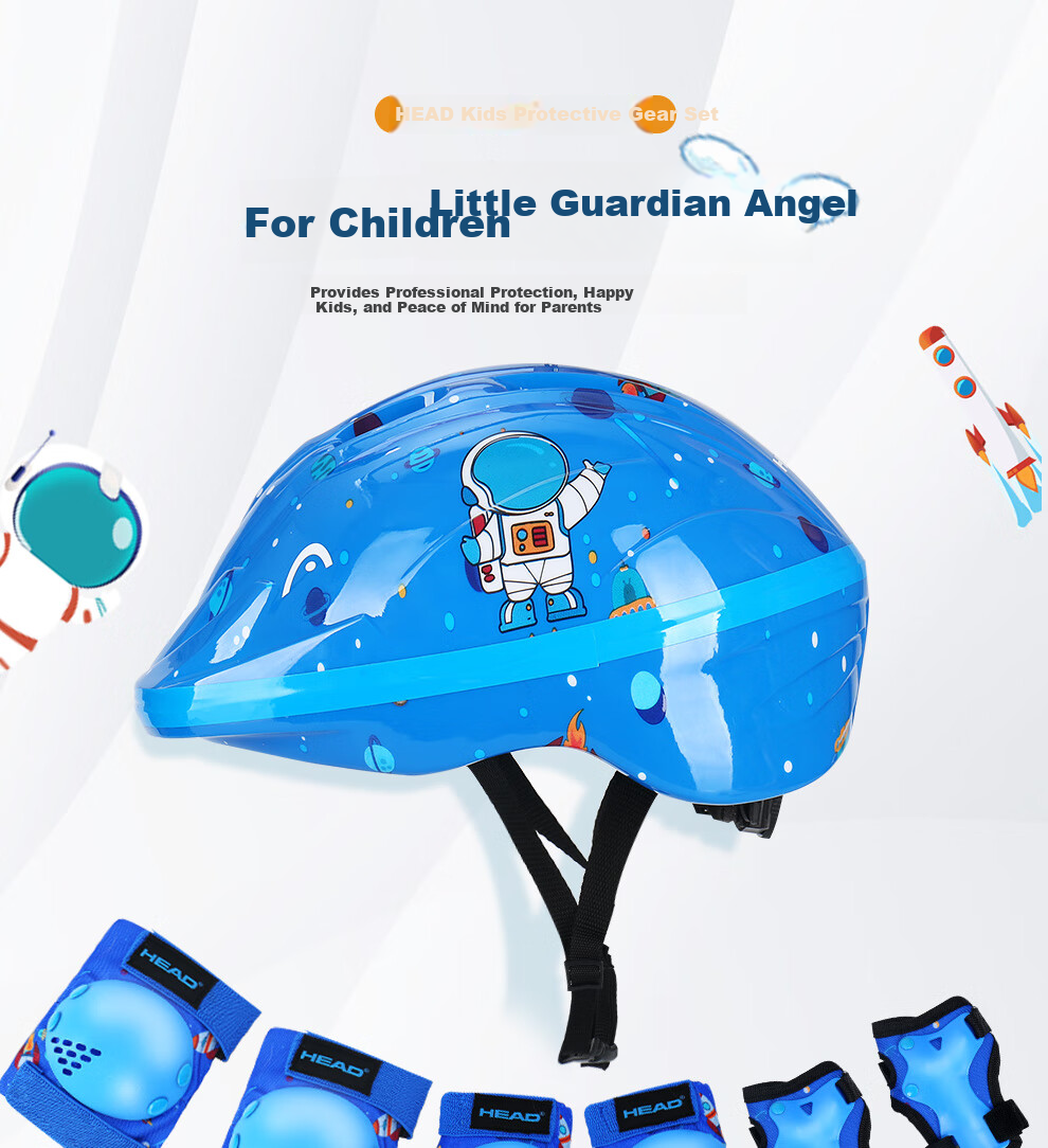 Haide Kids Roller Skating Protective Gear Helmet Knee Pads Elbow Pads Wrist Guards Bicycle Skateboard Balance Bike Protective Set Blue M 1