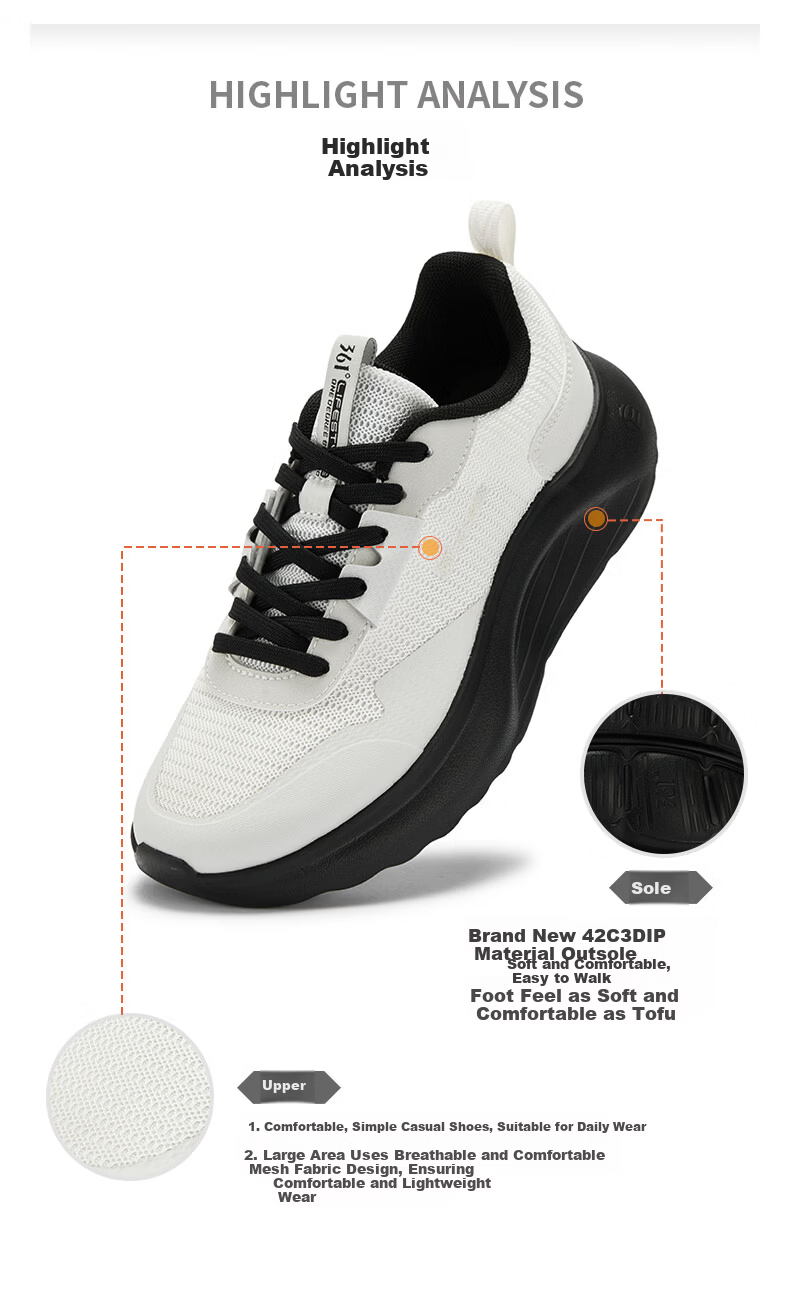 361° Women's Sports Shoes Spring Summer New Tofu Shoes Thick Sole Comfortable Commuting Casual Dad Sneakers 682616702-2 22