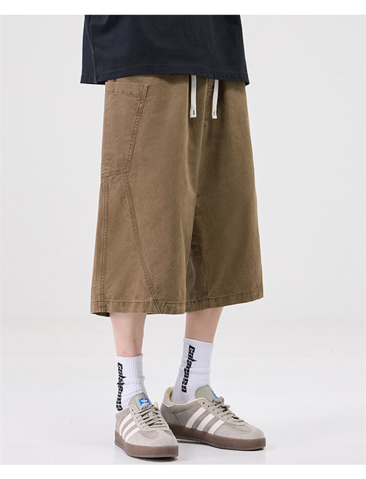 JEEP SPIRIT Men's Pure Cotton Work Shorts Summer Trendy Seven-Point Casual Pants Army Green XL 18