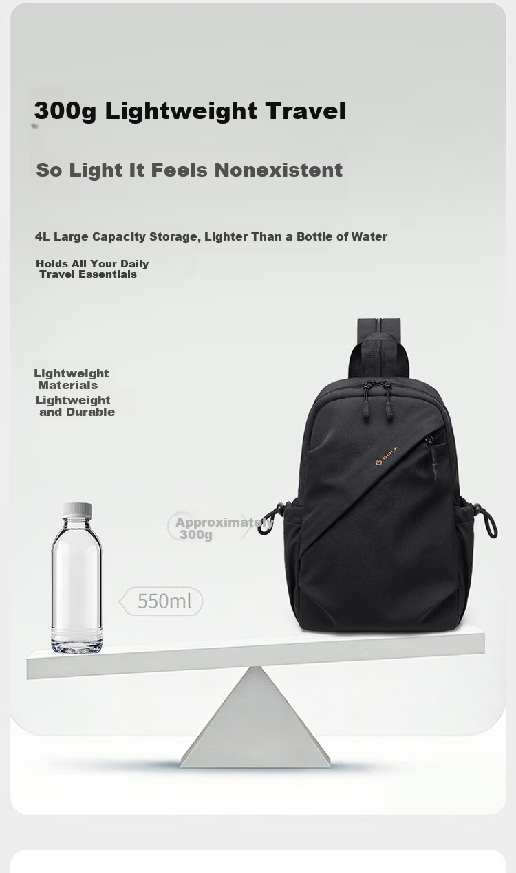 GOLF Men's Chest Bag Lightweight Crossbody Shoulder Bag Unisex Dual-Shoulder iPad Outdoor Cycling Sports Backpack 10
