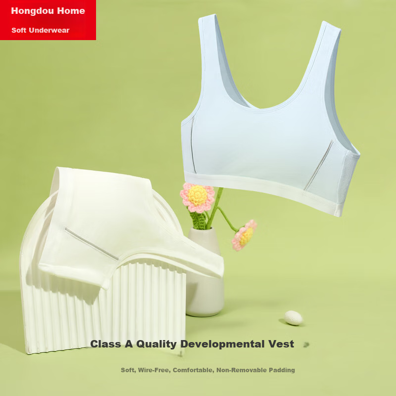 Hodohome Girls Bra Development Stage 2 Class A Mulberry Silk Mesh Breathable Student Underwear 2-Pack 052 A75