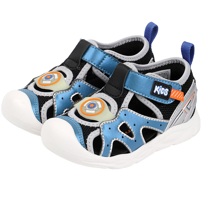 DR·KONG Toddler Walking Shoes Summer Boys and Girls Comfortable Breathable Baby Sandals 2S14A2004AM Blue/Black Size 24