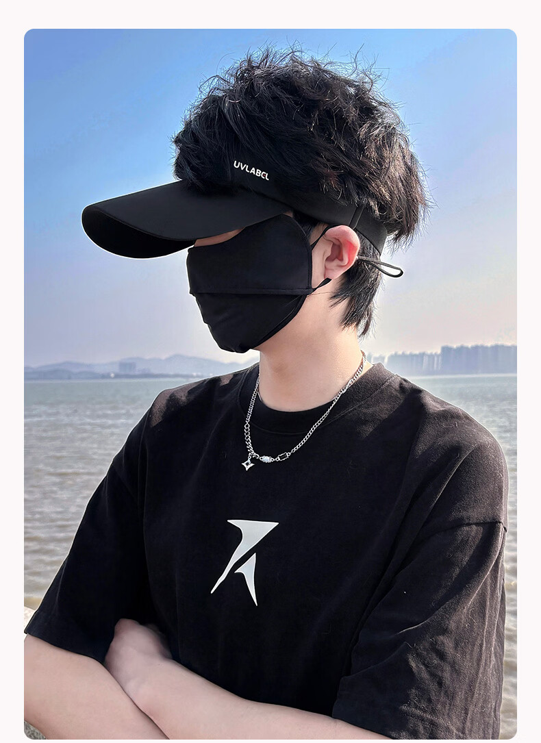 GRGN Men's Sun Protection Hat with Face Mask and Ice Sleeve Set Summer UV Protection Outdoor Delivery Cycling Sunshade Cap 11